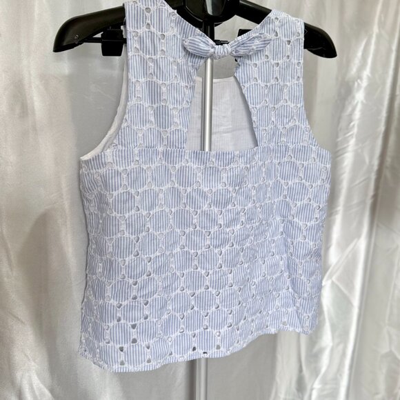 Banana Republic | Blue Stripe Eyelet Tank Top | Size M - Picture 3 of 3